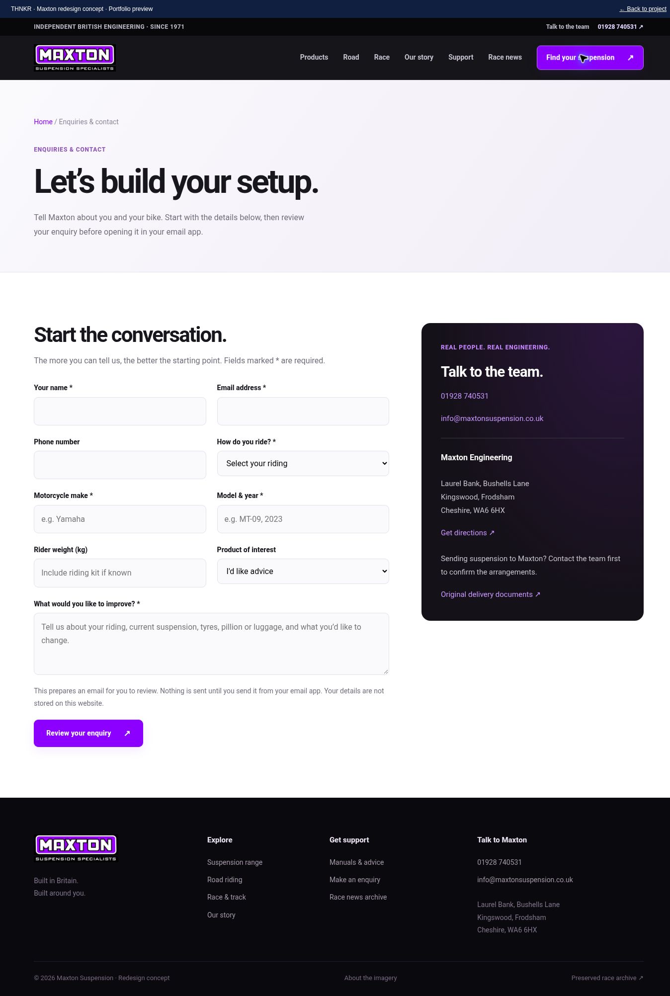 Redesign concept · Contact & location