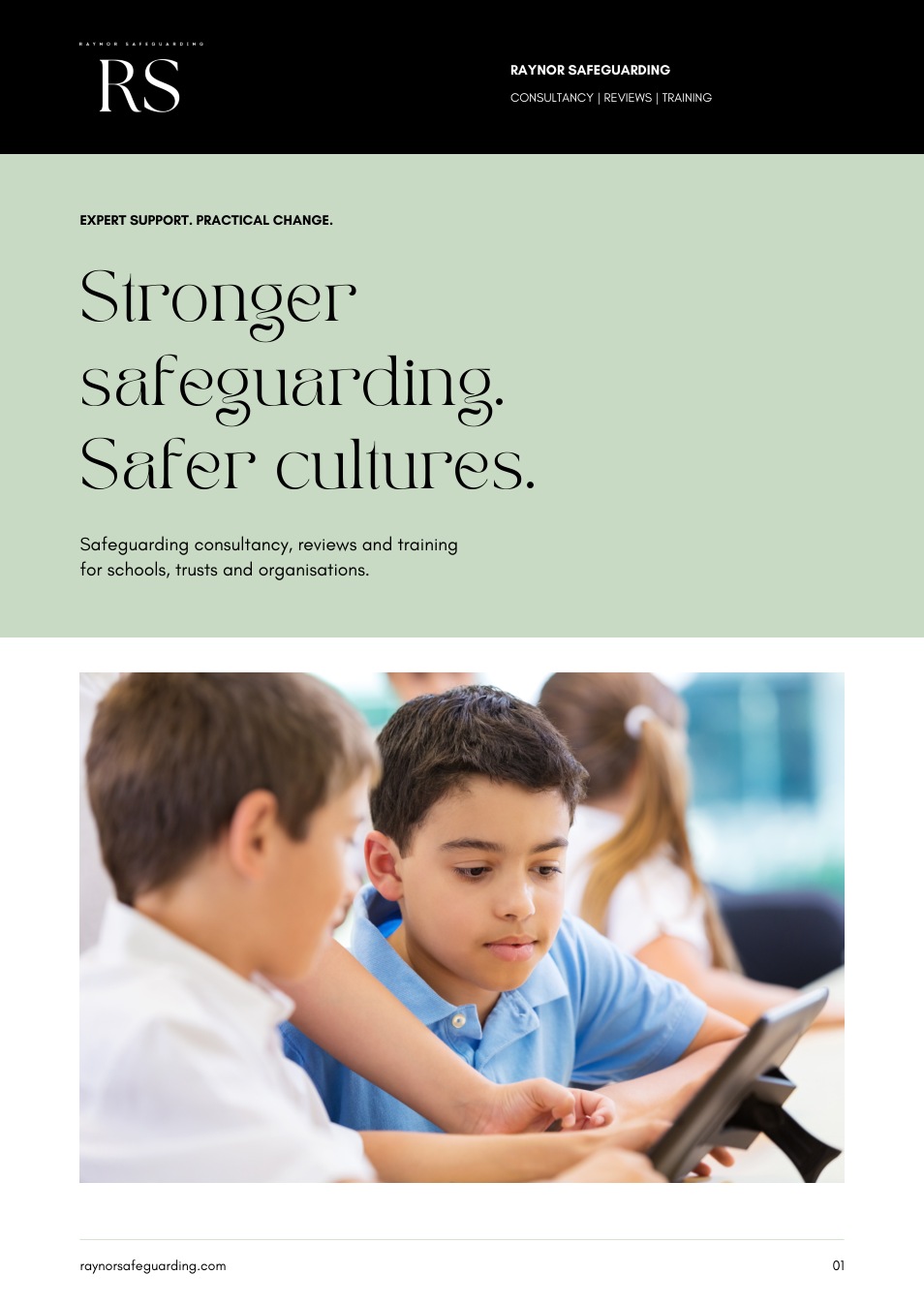 Raynor Safeguarding brochure page 1: front cover